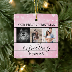 Ornement En Céramique Photo Grossesse Nouveaux parents 1er Noël
