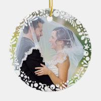 Photo Mariage encadrée de baies blanches avec text