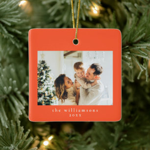 Ornement En Céramique Photo personnalisé Noël Kaki Simple Famille