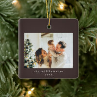 Photo personnalisé Noël Marron Simple Famille