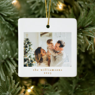 Ornement En Céramique Photo personnalisée Noël Minimaliste Famille simpl