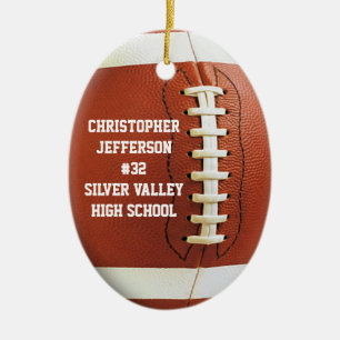 Ornement En Céramique Photo personnalisée Oval Football Sport Ornament