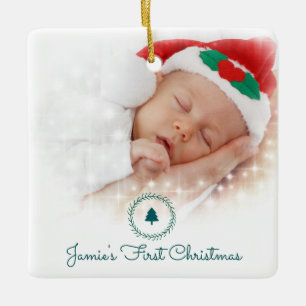 Ornement En Céramique Photo personnalisée Premier Noël du bébé