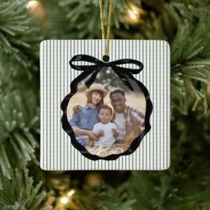 Ornement En Céramique Photo Preppy Bow Frame Pine