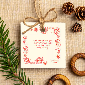 Ornement En Céramique Photo Whimsical Red Doodle message de Noël Ceram