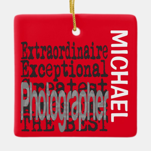 Ornement En Céramique Photographe Extraordinaire PERSONNALISÉ (Devant)
