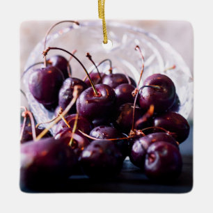 Ornement En Céramique Photographie de Cerises Rouges Fraîches