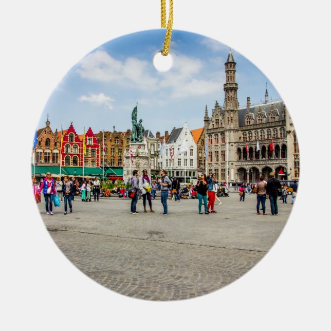 Ornement En Céramique Photographie de marché de Bruges (Devant)