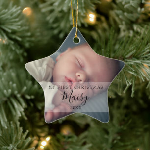 Ornement En Céramique Photos de bébé mignonnes, première étoile de Noël