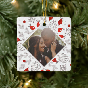 Ornement En Céramique Photos de Noël personnalisées en hiver