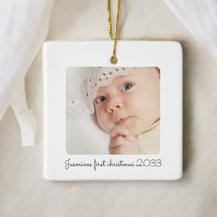 Ornement En Céramique photos minimes modernes bébés premier noël