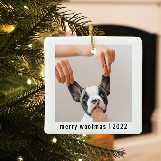 Ornement En Céramique Photos modernes de Chien Deux | Merry Woofmas (Créateur téléchargé)