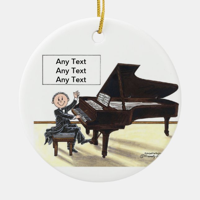 Ornement En Céramique Pianiste - mâle (Devant)