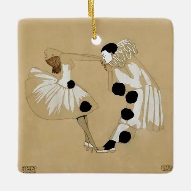 Ornement En Céramique "Pierrot and Columbine" par Leo Rauth (Devant)