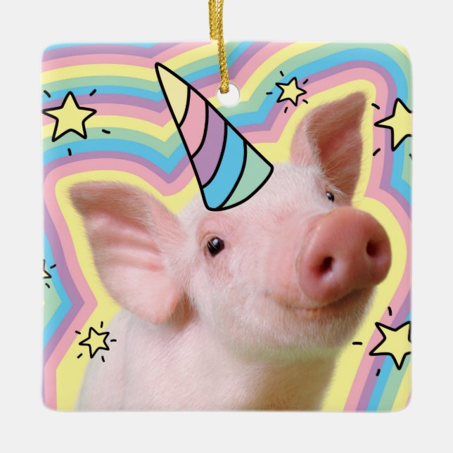 Ornement En Céramique Piglet magique Unicorn (Devant)