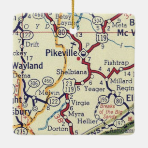 Ornement En Céramique Pikeville KY Carte Vintage