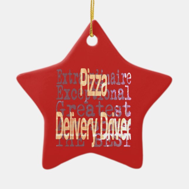 Ornement En Céramique Pilote de livraison de pizza Extraordinaire (Devant)