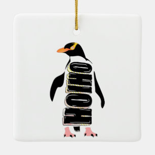 Ornement En Céramique Pingouin aux yeux jaune
