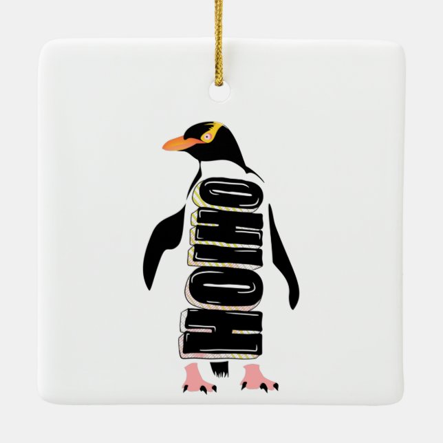 Ornement En Céramique Pingouin aux yeux jaune (Dos)