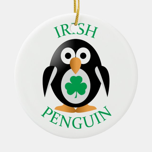 Ornement En Céramique Pingouin irlandais (Devant)