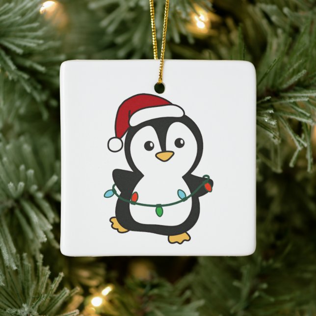 Ornement En Céramique Pingouin Noël Animaux d'hiver Pingouines de vacanc (Arbre)