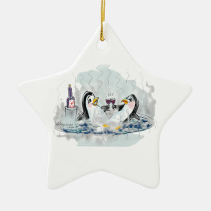 Ornement En Céramique Pingouins de baquet chaud