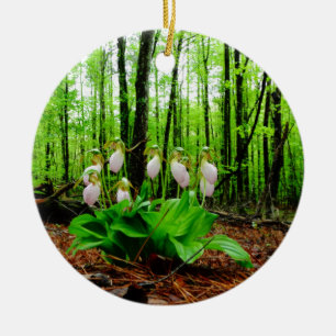 Ornement En Céramique Pink Lady Slipper sauvage orchidée