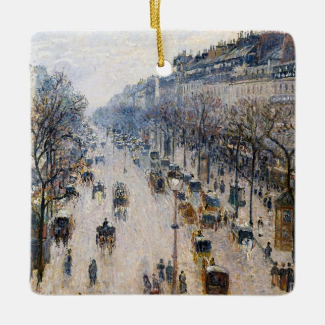 Ornement En Céramique Pissarro - Boulevard Montmartre, Matin d'hiver (Devant)