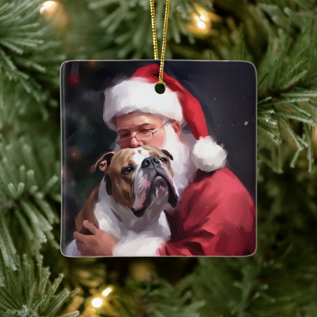 Ornement En Céramique Pitbull avec Noël Festif du Père Noël (Arbre)