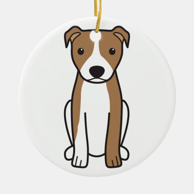 Ornement En Céramique Pitbull Terrier américain (oreilles naturelles) (Devant)