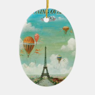 Ornement En Céramique PixDezines ballon vintage/eiffel/paris