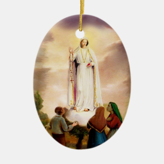 Ornement En Céramique PixDezines Notre-Dame de Fatima, personnalisable p (Devant)