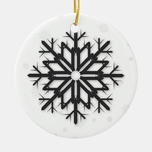 Ornement En Céramique PixDezines Snowflakes White + Black (Devant)