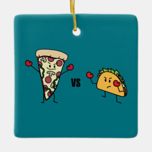 Ornement En Céramique Pizza de pepperoni CONTRE le taco : Mexicain