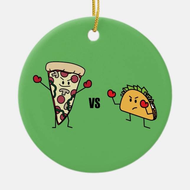 Ornement En Céramique Pizza de pepperoni CONTRE le taco : Mexicain (Devant)