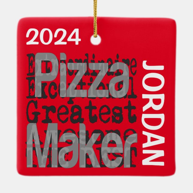 Ornement En Céramique Pizza Maker Extraordinaire PERSONNALISÉ (Dos)