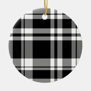 Ornement En Céramique Plaid noir et blanc