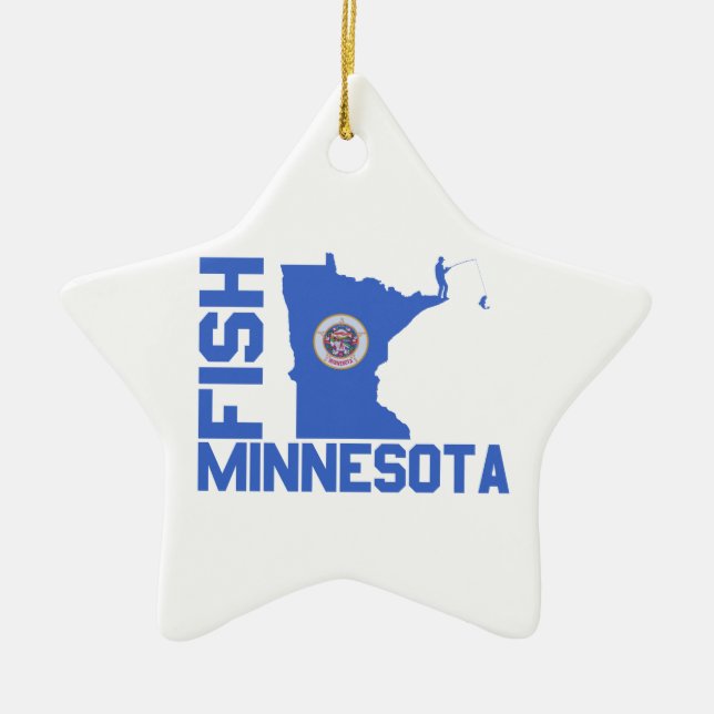Ornement En Céramique Plan de l'État du Minnesota de Poisson (Devant)