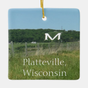 Ornement En Céramique Platteville, Noël de ferme du Wisconsin Midwest