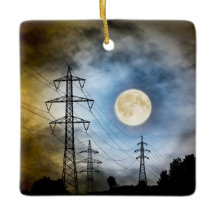 Pleine lune personnalisée et lignes électriques No
