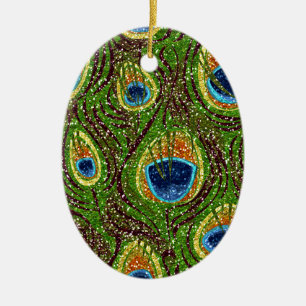Ornement En Céramique Plumes de paon colorées Imprimer