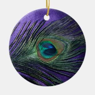 Ornement En Céramique Plumes de paon violet soyeux