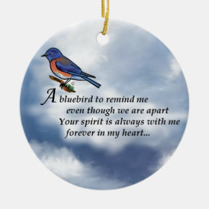 Ornement En Céramique Poème de mémorial d'oiseau bleu