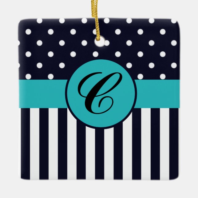 Ornement en céramique pois et rayures (Devant)