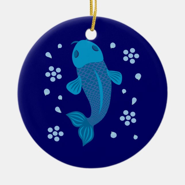 Ornement En Céramique Poisson bleu Koi (Devant)