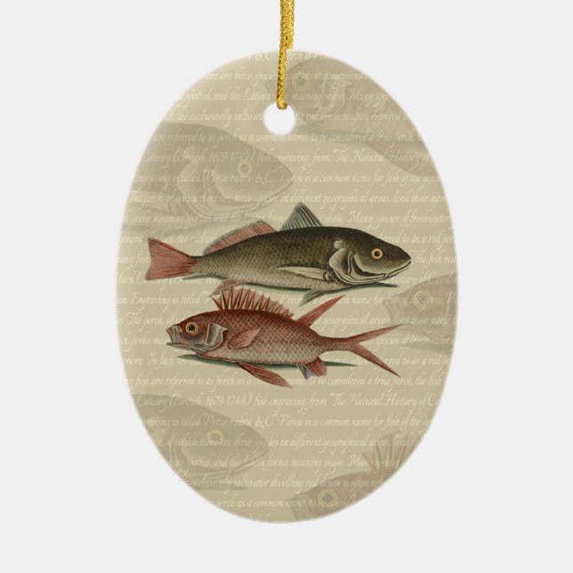 Ornement En Céramique Poisson Perche rouge Art pêcheur (Devant)