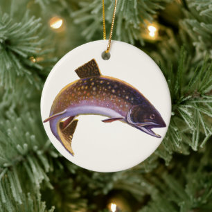Ornement En Céramique Poisson vintage, Pêcheur De Sport