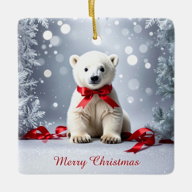 Ornement En Céramique Polar Bear Christmas Holiday Ornament (Devant)