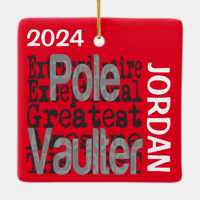 Ornement En Céramique Pole Vaulter Extraordinaire PERSONNALISÉ (Dos)