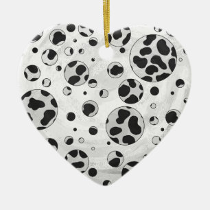 Ornement En Céramique Polka en Dalmatie noir et blanc